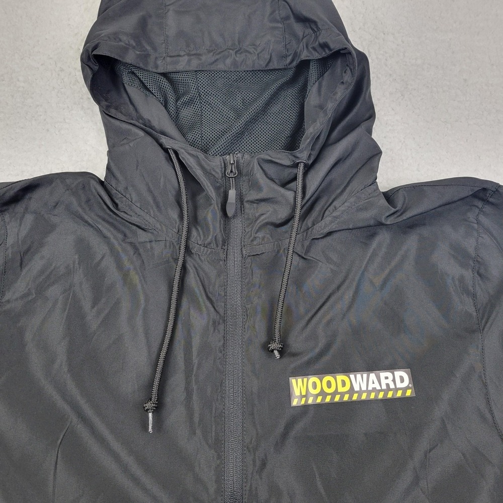 Woodward‎ Jacket Mens Small Black Hooded Windbreaker Lightweight Full Zip 540 - Picture 2 of 11